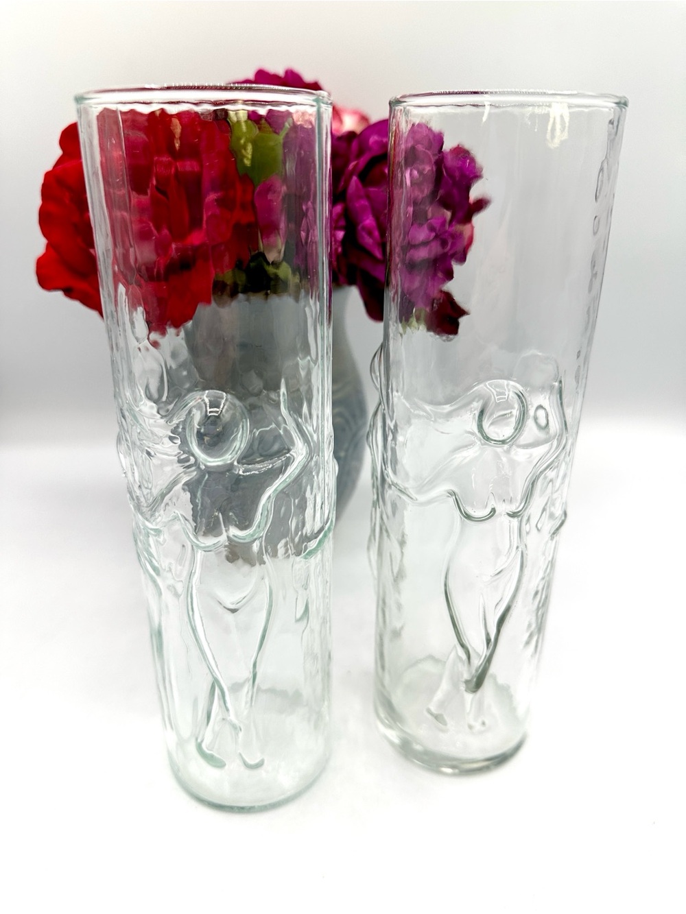 2 La Femme Naked Lady Tom Collins Novelty Glasses. Vintage 70s.